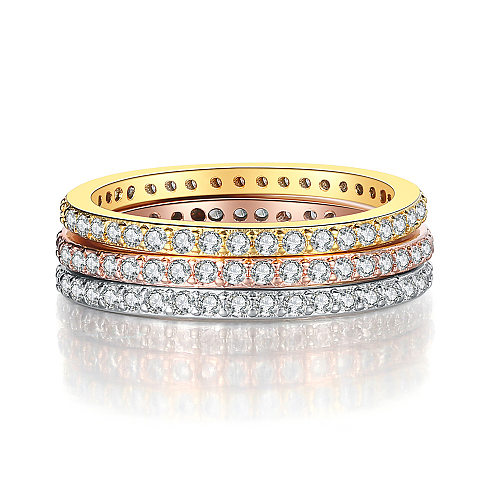 Glam Round Copper Gold Plated Zircon Rings