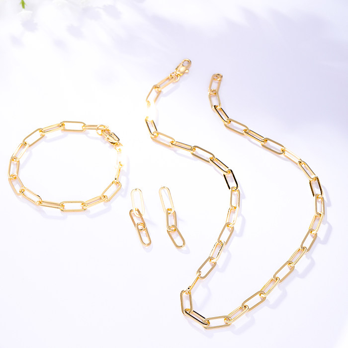 Conjunto de joias banhadas a ouro 18K casual estilo simples estilo legal cor sólida