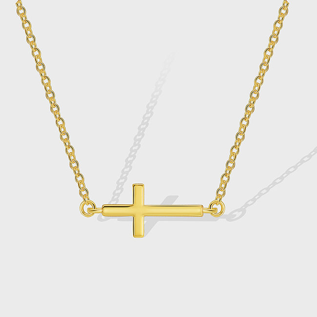 Casual Cross Copper Plating 18K Gold Plated Necklace