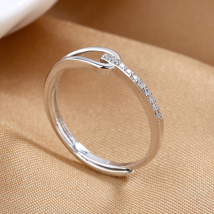 Fashion Geometric Copper Inlaid Zircon Open Ring