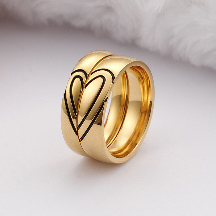 خاتم على شكل قلب من الفولاذ المقاوم للصدأ الكوري خاتم إبداعي بالجملة