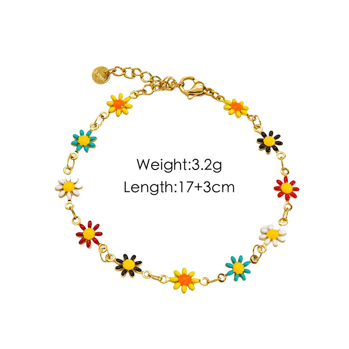 Süße Blumen-Edelstahl-Emaille-Armbänder Fußkettchen-Halskette