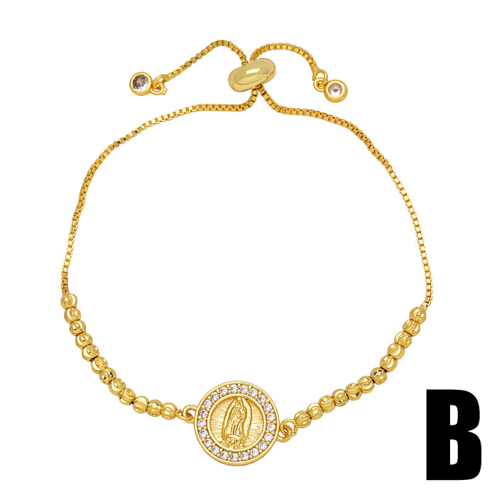 Bracelets plaqués or 18 carats avec incrustation de perles en cuivre, style streetwear de style vintage