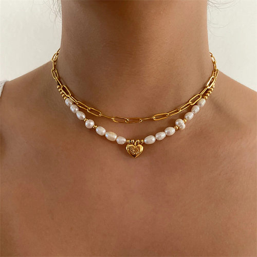 1 Piece Fashion Heart Shape Copper Pendant Necklace