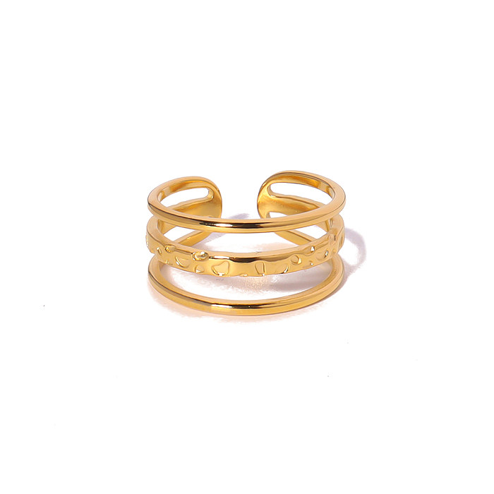 Wholesale Casual Solid Color Titanium Steel 18K Gold Plated Open Ring
