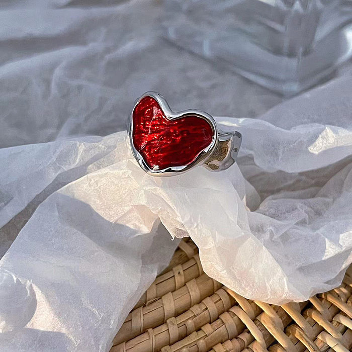 Simple Style Heart Shape Copper Enamel Rings