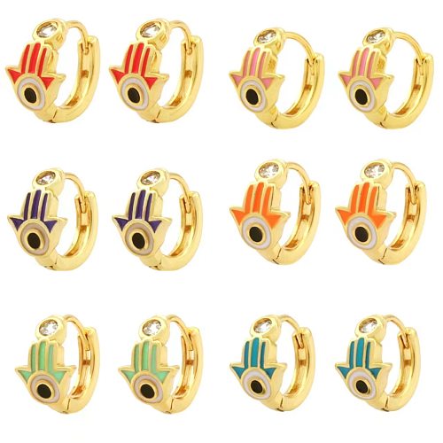 1 Pair Classic Style Devil'S Eye Plating Inlay Copper Artificial Gemstones 18K Gold Plated Earrings