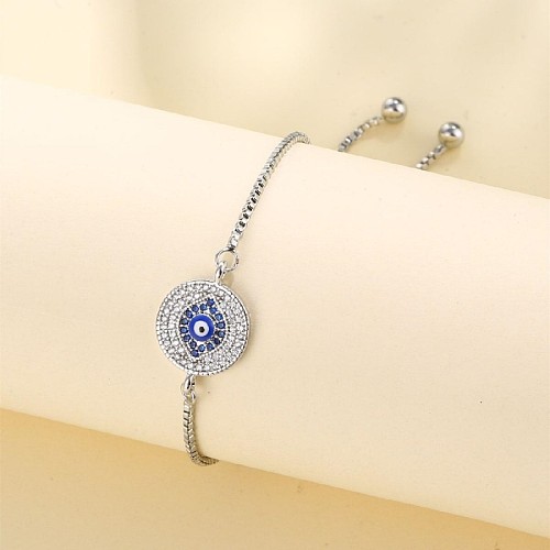 Luxurious Shiny Eye Copper Inlay Zircon Bracelets Drawstring Bracelets