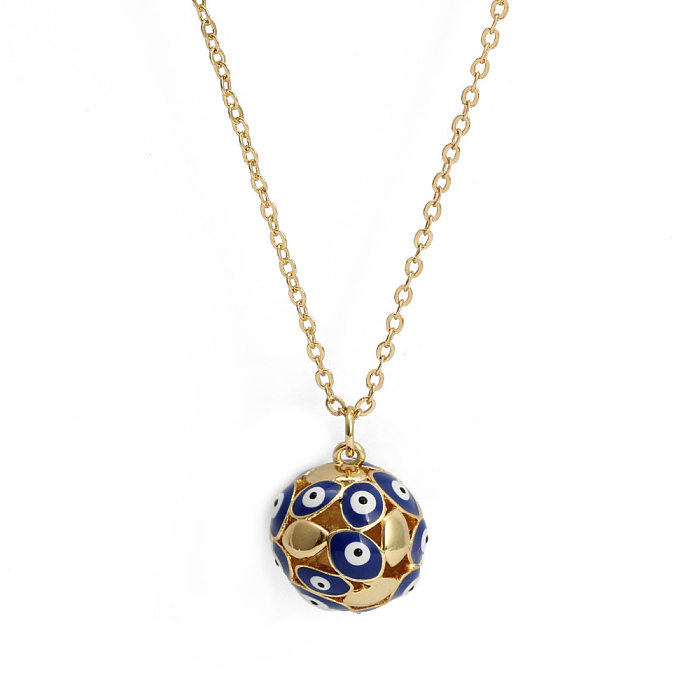 1 Piece Simple Style Devil'S Eye Copper Plating Pendant Necklace