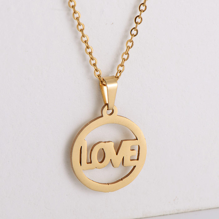 Titanium Steel Jewelry Heart Element Pendant Simple LOVE Earrings Necklace Set