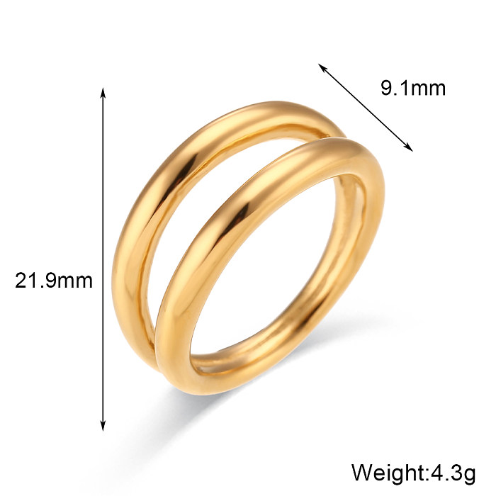1 Piece Simple Style Solid Color Stainless Steel Plating Hollow Out Rings