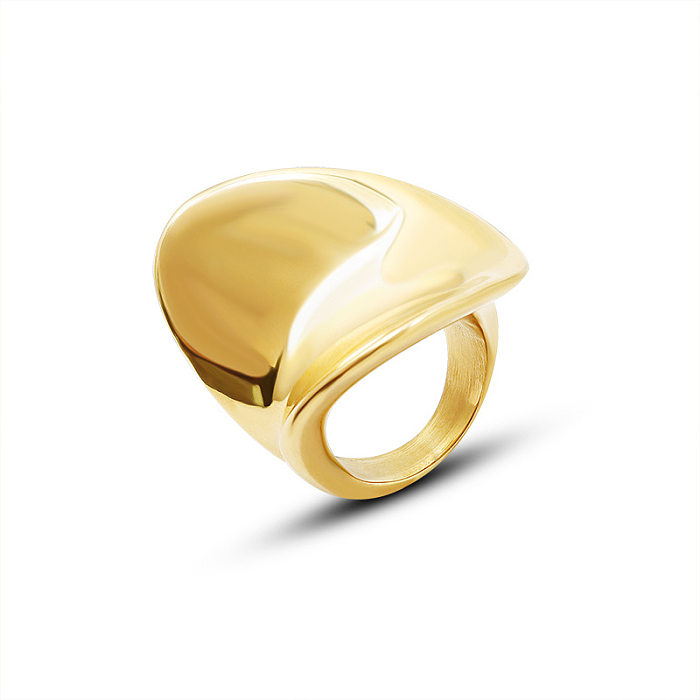 Venta al por mayor de joyería de anillo de oro de acero de titanio brillante de forma especial de 18k