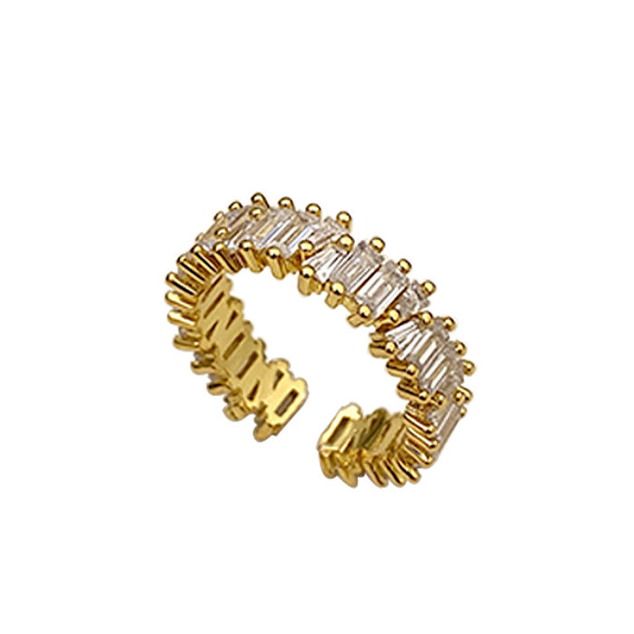 Moda escada zircônia cúbica luz luxo anel feminino moda cobre zircão anel feminino