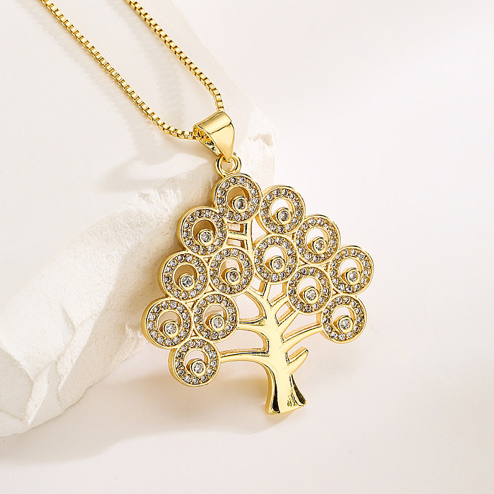 Fashion Tree Copper Plating Zircon Pendant Necklace 1 Piece