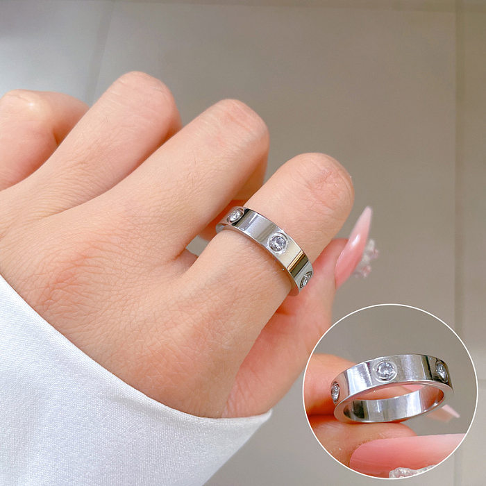 1 Piece Simple Style Letter Titanium Steel Polishing Rings