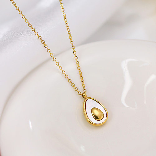 Casual Simple Style Avocado Titanium Steel Plating 18K Gold Plated Earrings Necklace