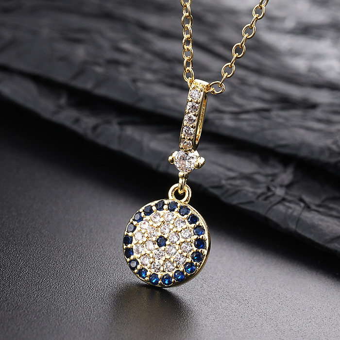 Modern Style Classic Style Geometric Copper Plating Inlay Zircon Pendant Necklace