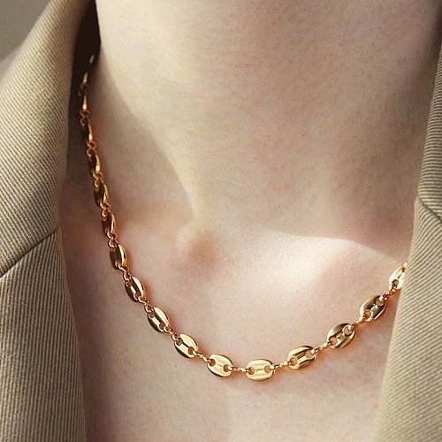 Fashion Solid Color Titanium Steel Gold Plated Bracelets Necklace 1 Piece