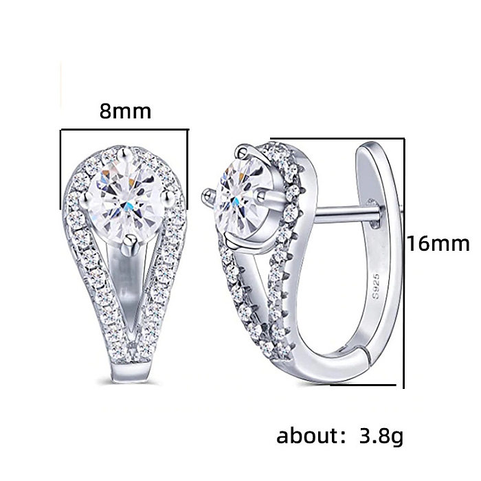 1 Pair Cute Water Droplets Inlay Copper Artificial Gemstones Earrings