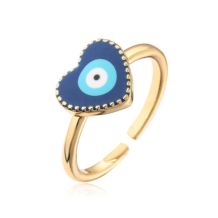Fashion Devil's Eye Kupfer-Emaille vergoldeter offener Ring 1 Stück