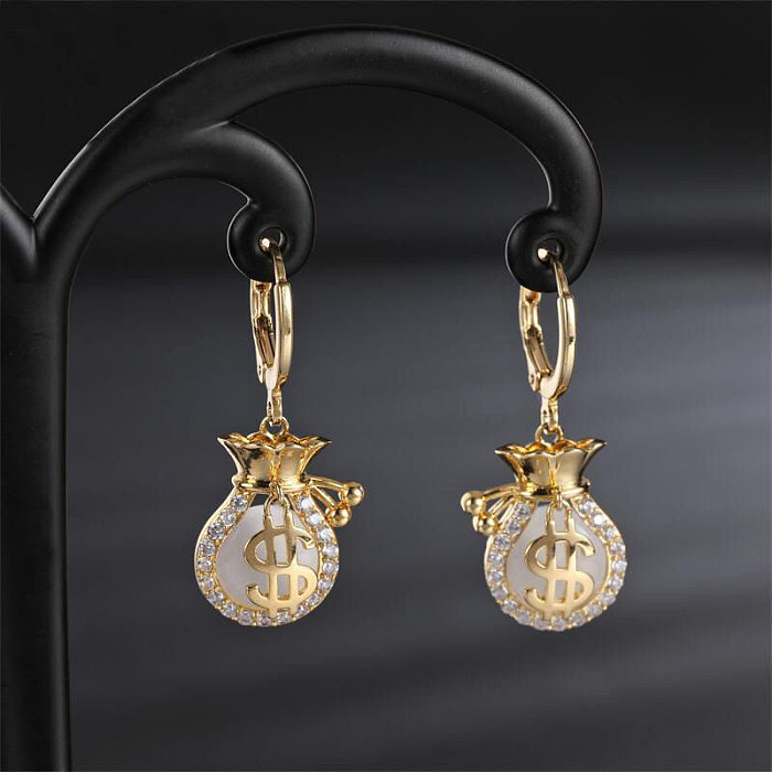 1 Pair Sweet Heart Shape Copper Plating Inlay Artificial Gemstones Drop Earrings Earrings