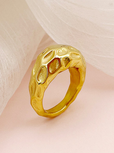 Anéis banhados a ouro de aço inoxidável irregulares estilo simples estilo vintage a granel