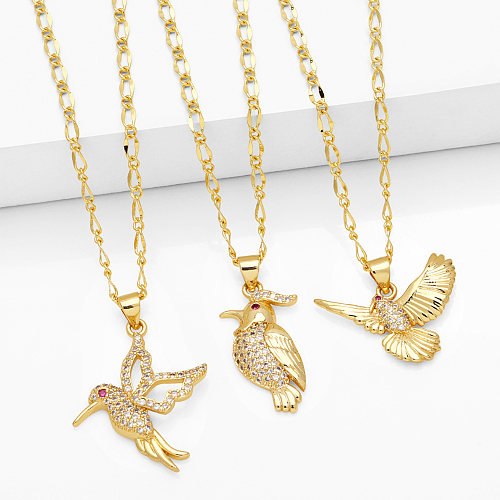 أزياء بسيطة نمط الطيور النحاس 18K الذهب مطلي الزركون قلادة بكميات كبيرة