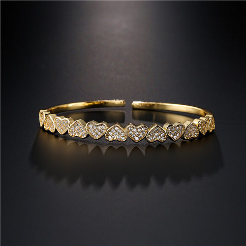 Bracelet coeur ouvert en cuivre plaqué or 18 carats, bijoux pour femmes