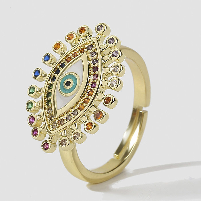 Fashion Eye Copper Color Zircon Adjustable Ring