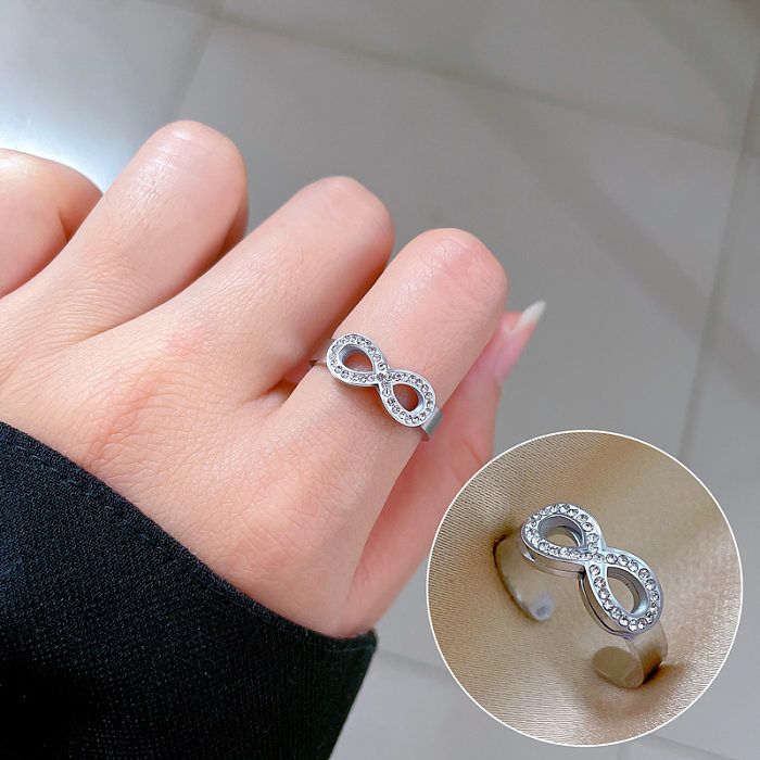 1 Piece Simple Style Letter Titanium Steel Polishing Rings