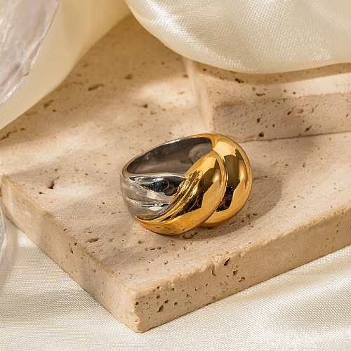 Anéis banhados a ouro 18K de aço inoxidável com listra espiral estilo IG a granel