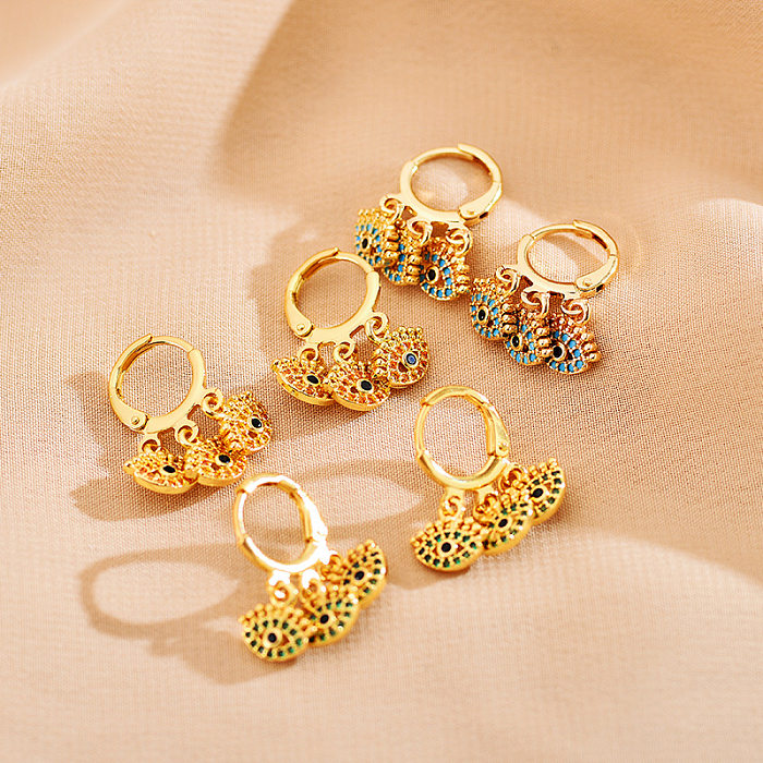1 Pair Ethnic Style Devil'S Eye Copper Enamel Inlay Zircon Drop Earrings