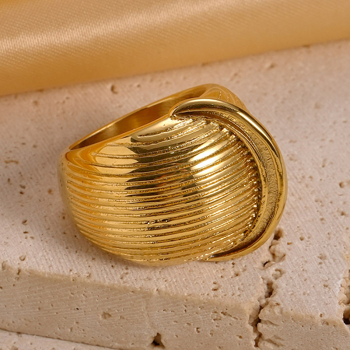 Estilo moderno estilo simples estilo clássico cor sólida chapeamento de aço inoxidável anéis banhados a ouro