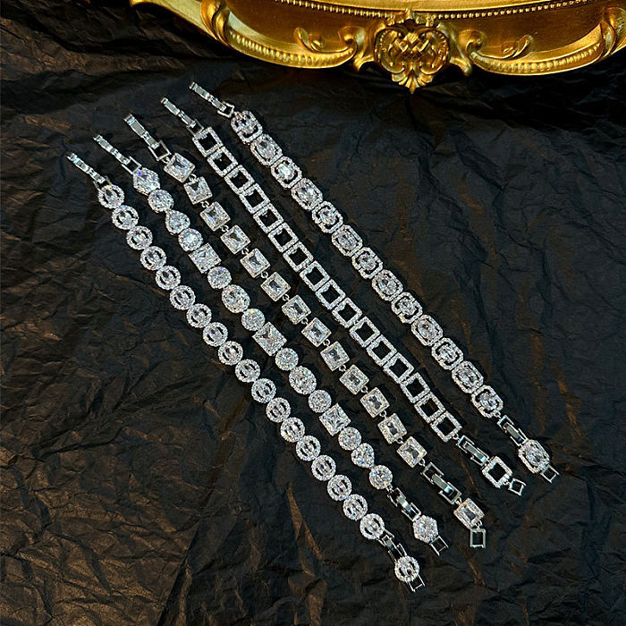 Bracelets de zircon incrustés de cuivre géométrique de style moderne