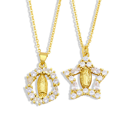 Collier en cuivre avec pendentif en forme de cœur de la vierge marie, Micro incrusté de Zircon, bijoux, vente en gros