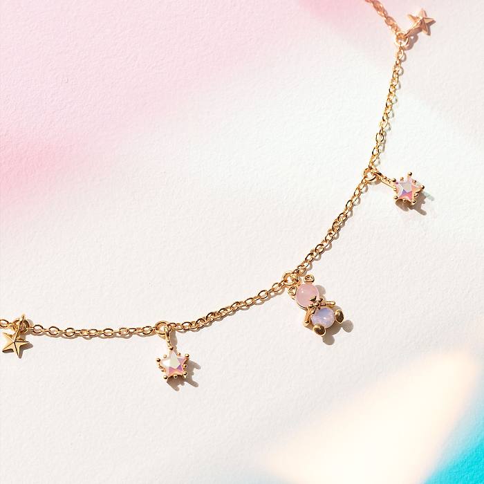 Cute Star Bear Copper Necklace Inlay Zircon Copper Necklaces
