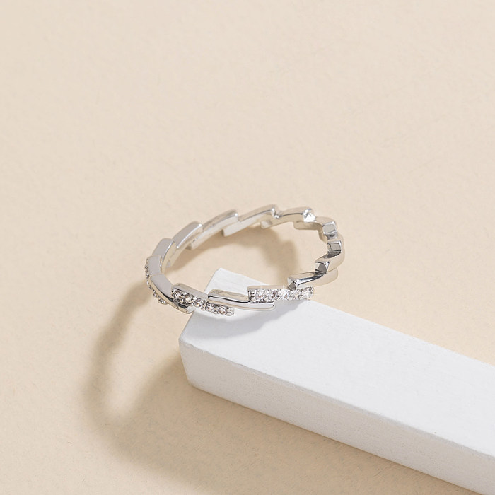 Style classique carré étoile coeur forme cuivre anneau ouvert placage Zircon cuivre anneaux 1 pièce