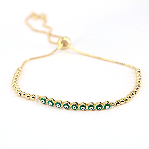 New Bohemian Color Drip Oil Adjustment Female Eyes Rainbow Copper Bracelet