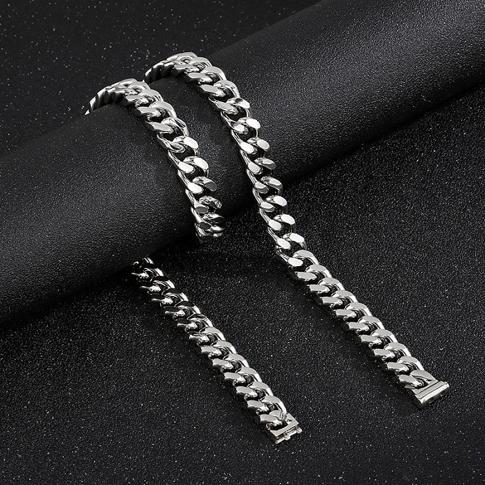 Hip-Hop Punk Solid Color Titanium Steel Plating Bracelets Necklace