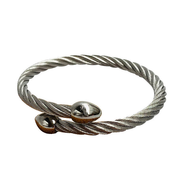 Vintage Style Water Droplets Spiral Stripe Stainless Steel Unisex Rings Bracelets