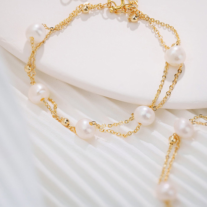 Bracelets plaqués or 18 carats en cuivre de couleur unie de style simple