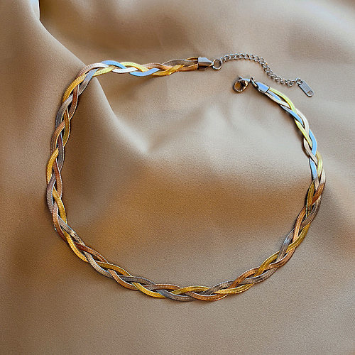 Collier de bracelets plaqué or 18K de placage d'acier titanique de bloc de couleur de trajet