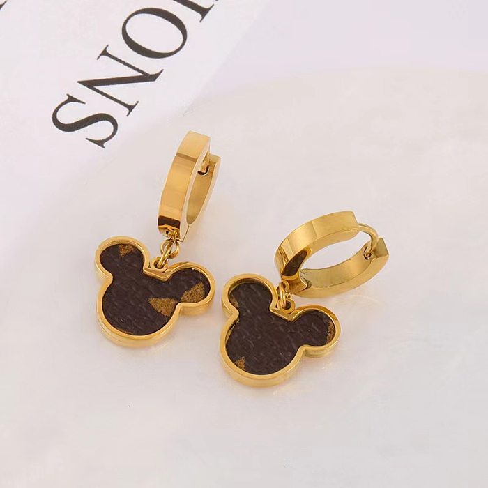 Style classique fleur à quatre feuilles Mickey en acier inoxydable incrustation en acier titane plaqué or 18 carats bracelets collier