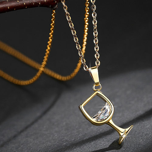 Streetwear Wine Glass Copper Plating Pendant Necklace