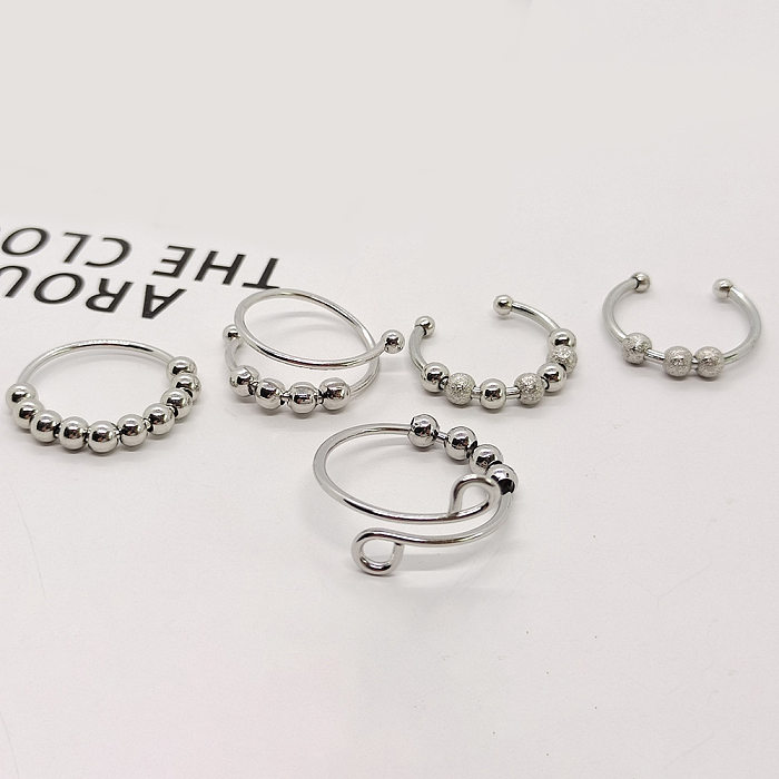 Hip-Hop Retro Solid Color Stainless Steel Polishing Rings