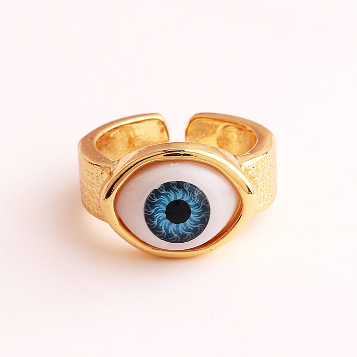 Anéis de cobre de resina de chapeamento de anel aberto de cobre retro olho do diabo
