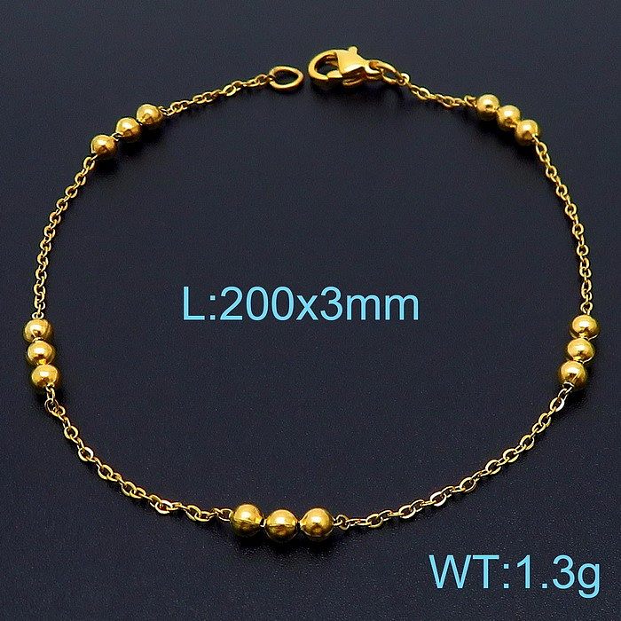 Streetwear-Armband-Halskette mit runder Titanstahlbeschichtung und 18-karätigem Gold
