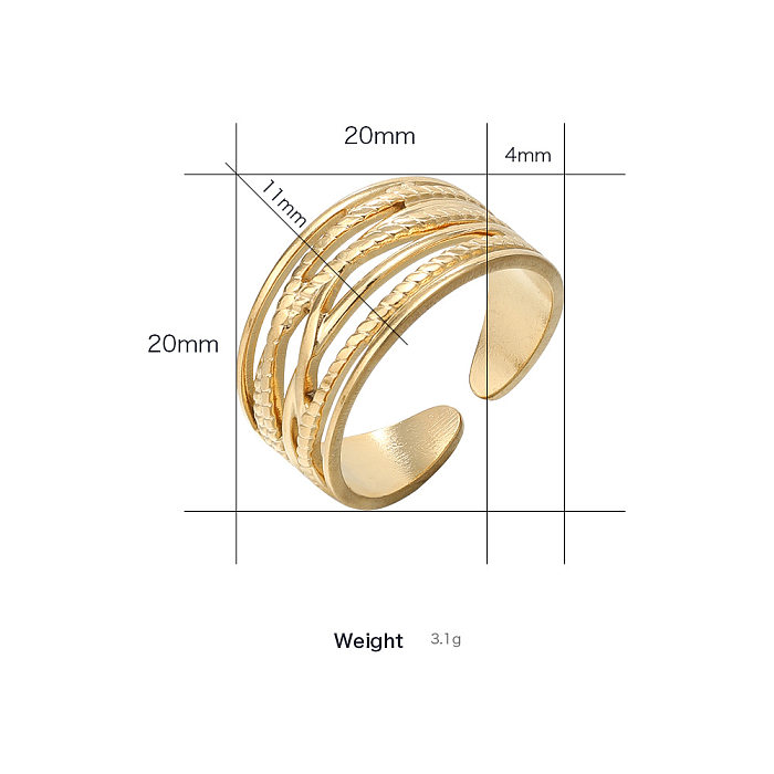 أزياء بسيطة مطلية بالذهب هندسية مفتوحة قابل للتعديل التيتانيوم الصلب الدائري