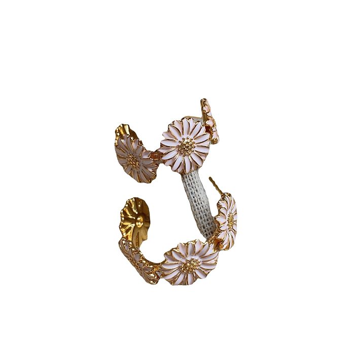 1 Pair Sweet Flower Plating Copper Earrings