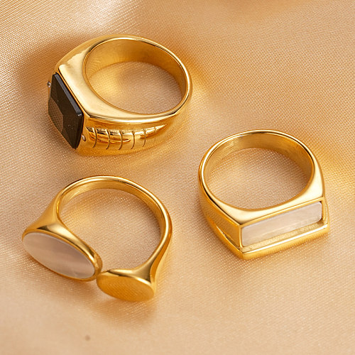 Anéis banhados a ouro de zircão com chapeamento de aço inoxidável torcido casual para férias